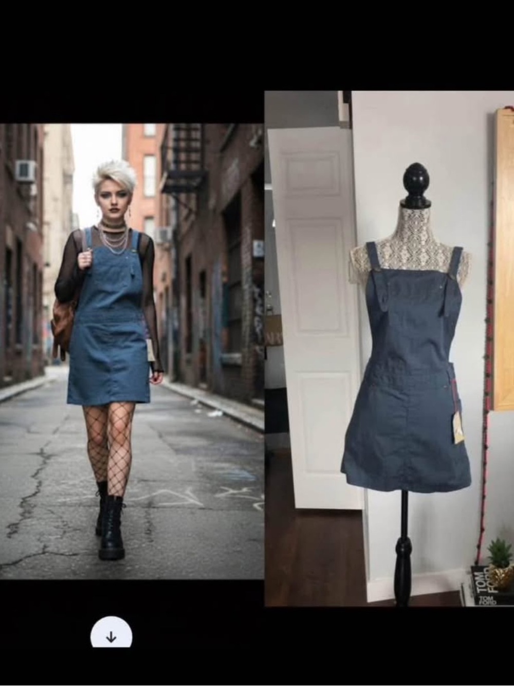 NWT Large Buffalo Overalls Pinafore Dress. Pockets. Size 30. Blue